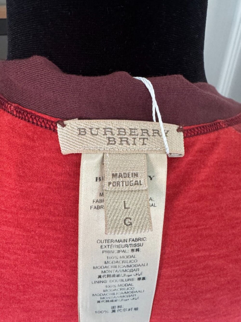 Burberry Reversible Burgundy Solid/Plaid Lightweight Knit Drape Cardigan - Size - Picture 5 of 6